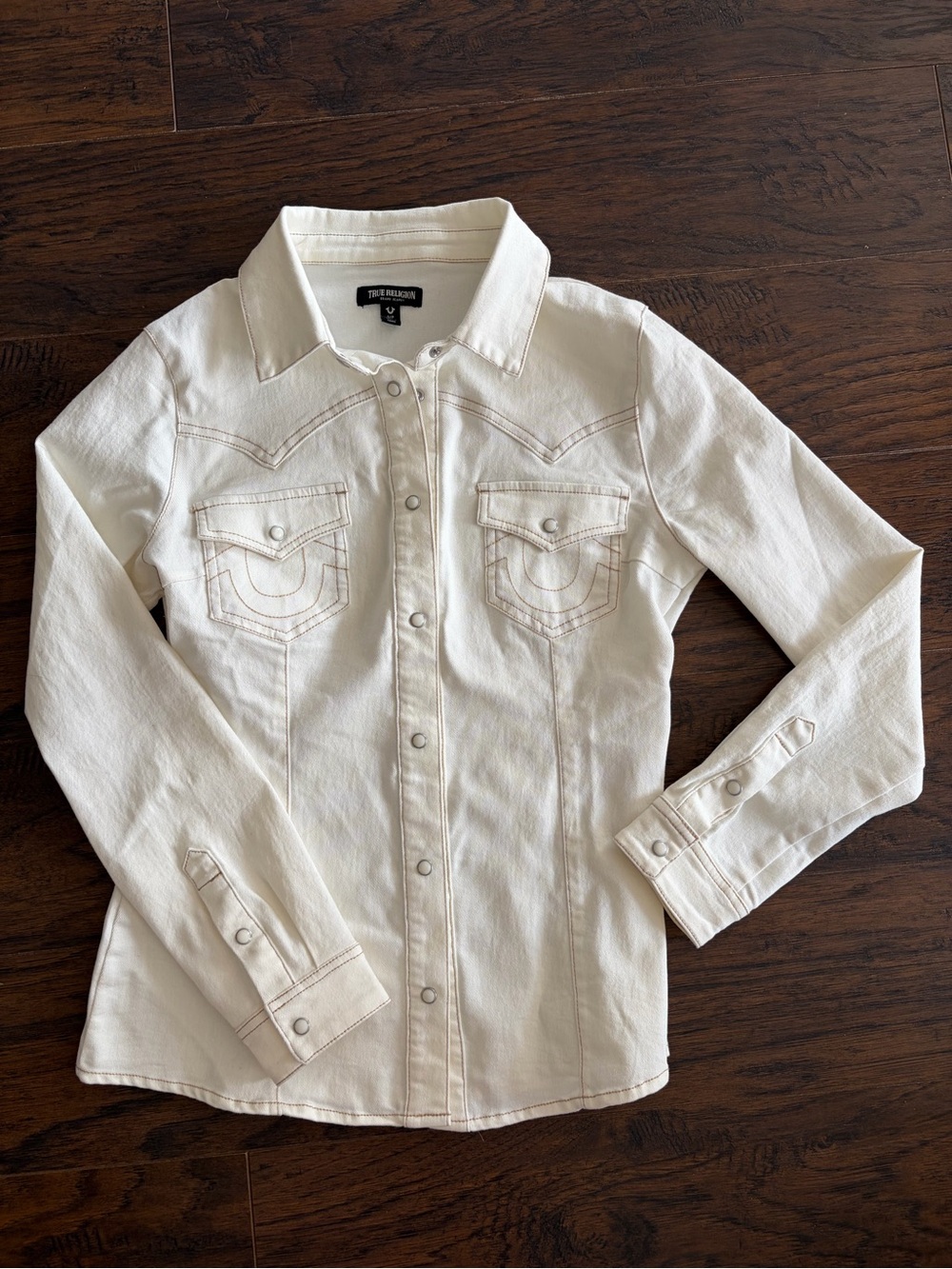 TRUE RELIGION pearl-snap button down western denim shirt